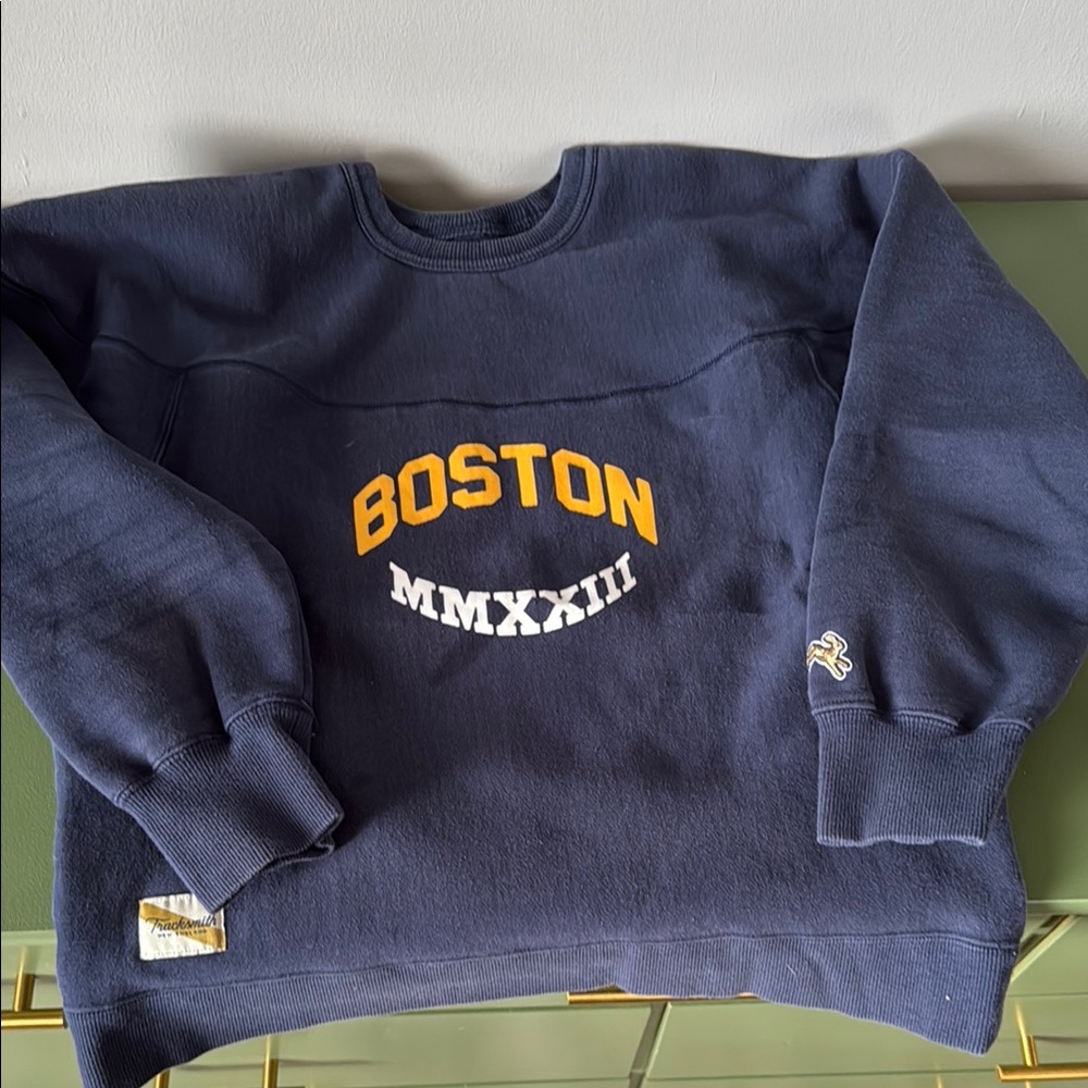 Tracksmith Blue and Yellow Crewneck Sweater